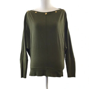 Stella &‎ Dot Olive Green Snap Shoulder Tee Womens Small Dolman T Shirt